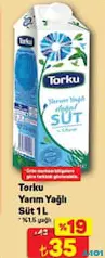 TORKU YARIM YAĞLI SÜT 1 L TORKU YARIM YAĞLI SÜT 1 L